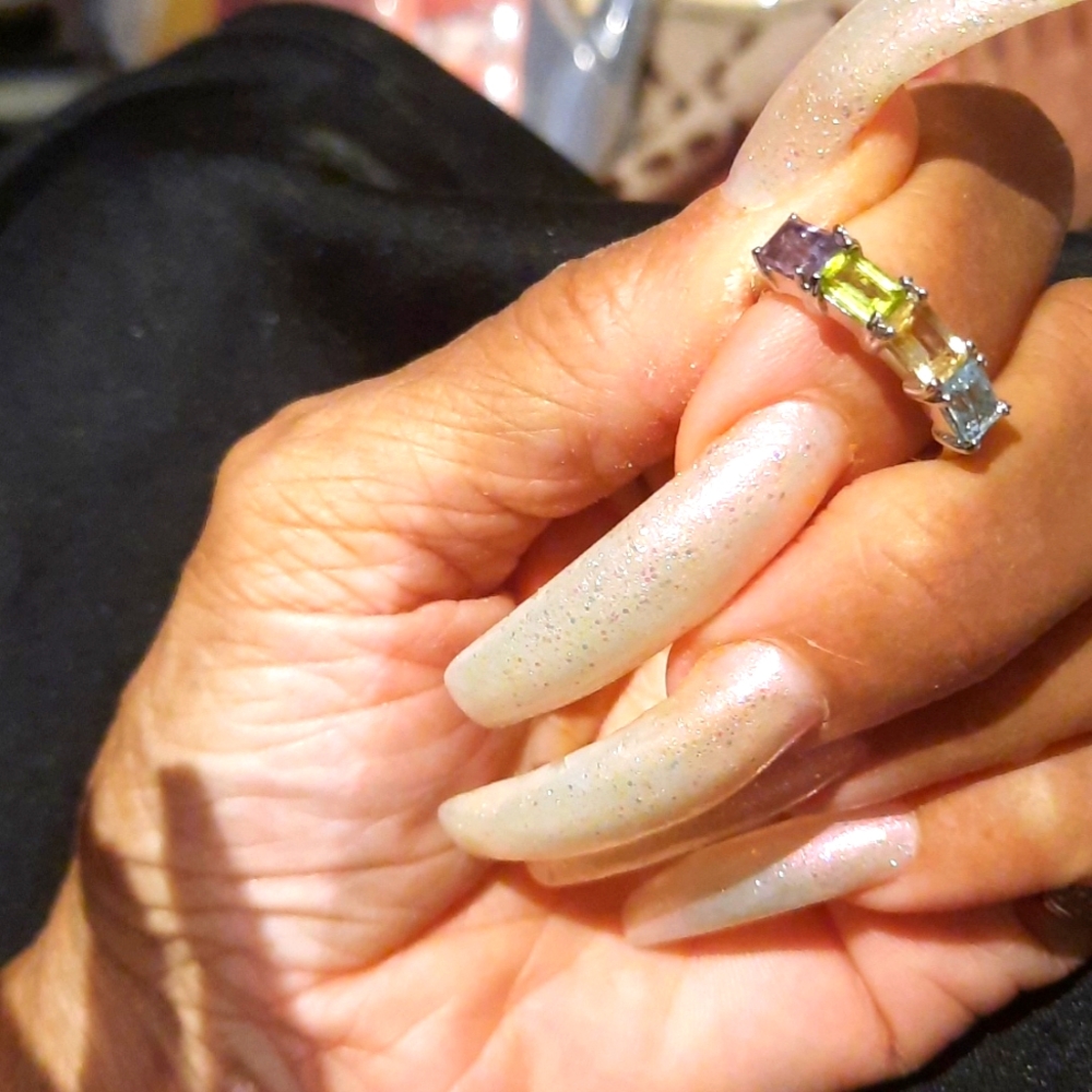 AUTHENTIC GEMSTONES SOLID STERLING SILVER RING NOV DEC AUG FEB 4 STONES